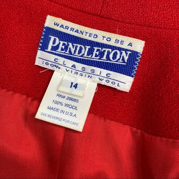 Pendleton red black vintage 100% virgin wool - Picture 4 of 12